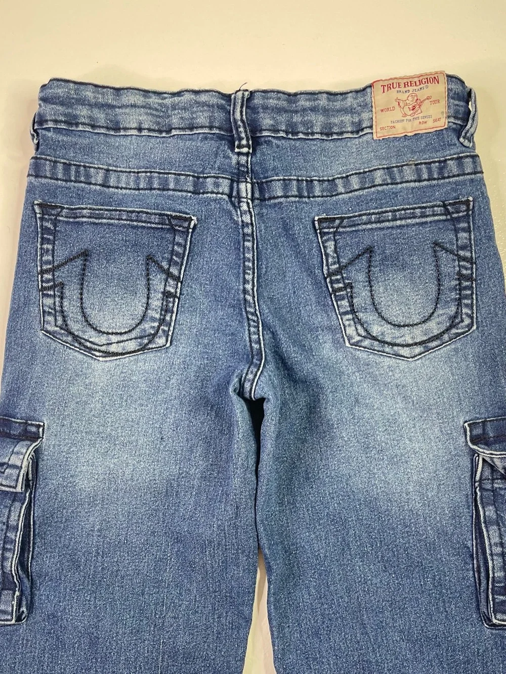 True Religion Kids Cargo Straight Leg Medium Wash Jeans Size M (10/12)